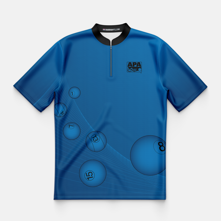 APA Pool Ball Mens Quarter Zip Stand Up Collar