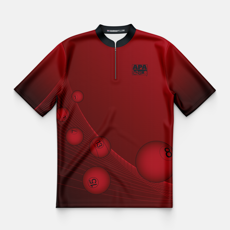 APA Pool Ball Mens Quarter Zip Stand Up Collar