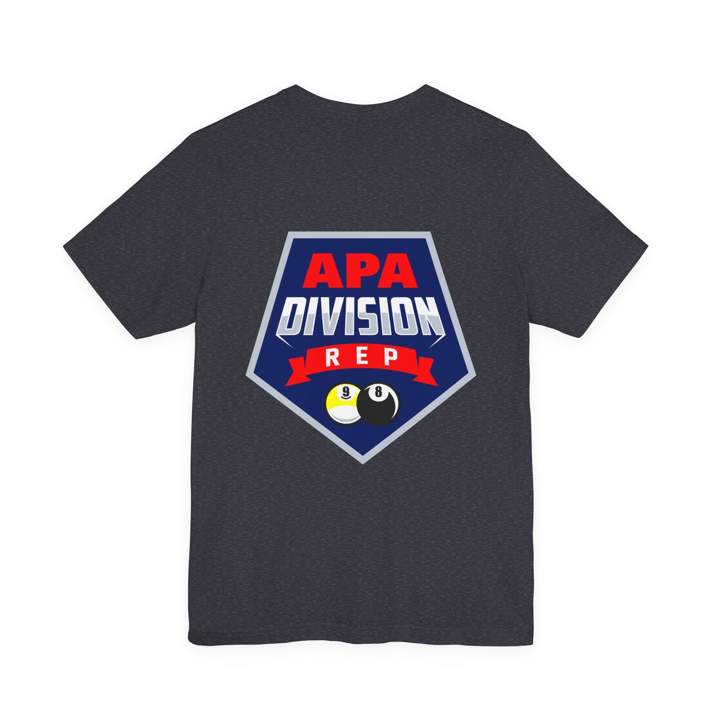 APA Division Rep Billiards Pool Player Graphic Tee with 8 Ball and 9 Ball Design