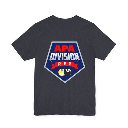 APA Division Rep Billiards Pool Player Graphic Tee with 8 Ball and 9 Ball Design