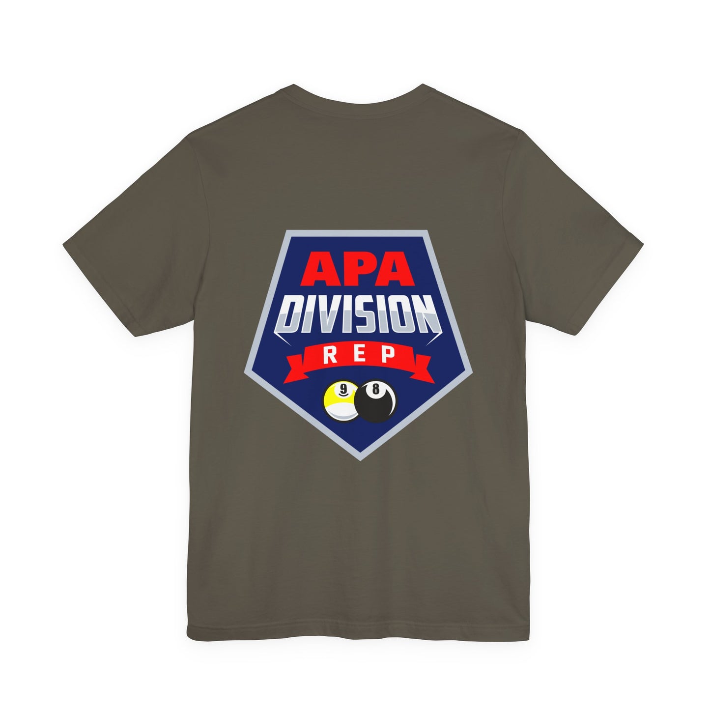 APA Division Rep Billiards Pool Player Graphic Tee with 8 Ball and 9 Ball Design