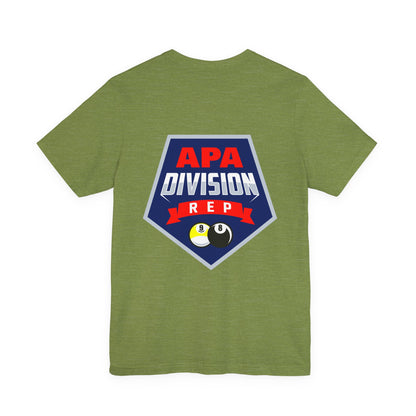 APA Division Rep Billiards Pool Player Graphic Tee with 8 Ball and 9 Ball Design