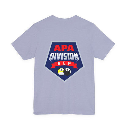 APA Division Rep Billiards Pool Player Graphic Tee with 8 Ball and 9 Ball Design