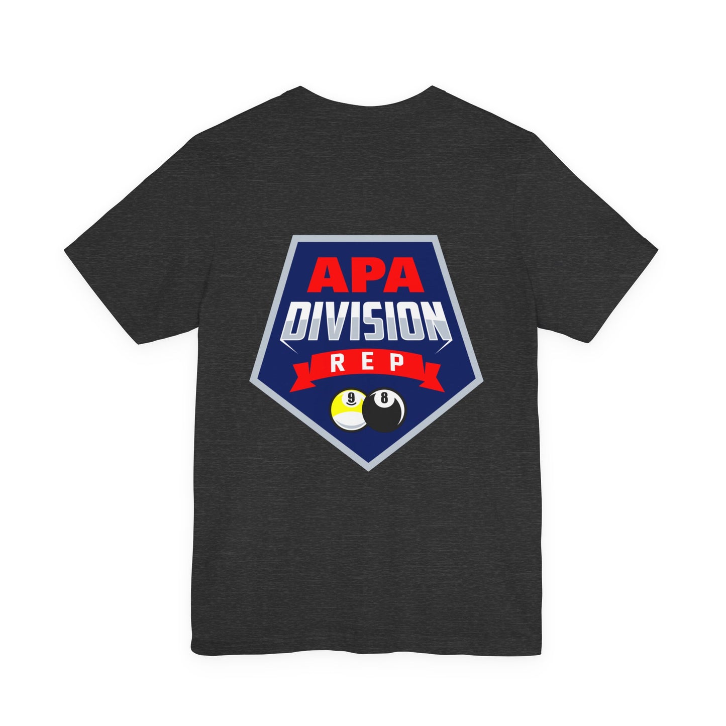 APA Division Rep Billiards Pool Player Graphic Tee with 8 Ball and 9 Ball Design