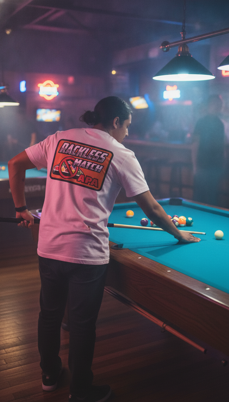 Rackless Match APA Billiards Pool Player Graphic T-Shirt
