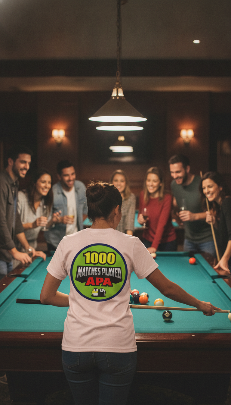1000 Matches Played APA Billiards Pool Player Achievement Design