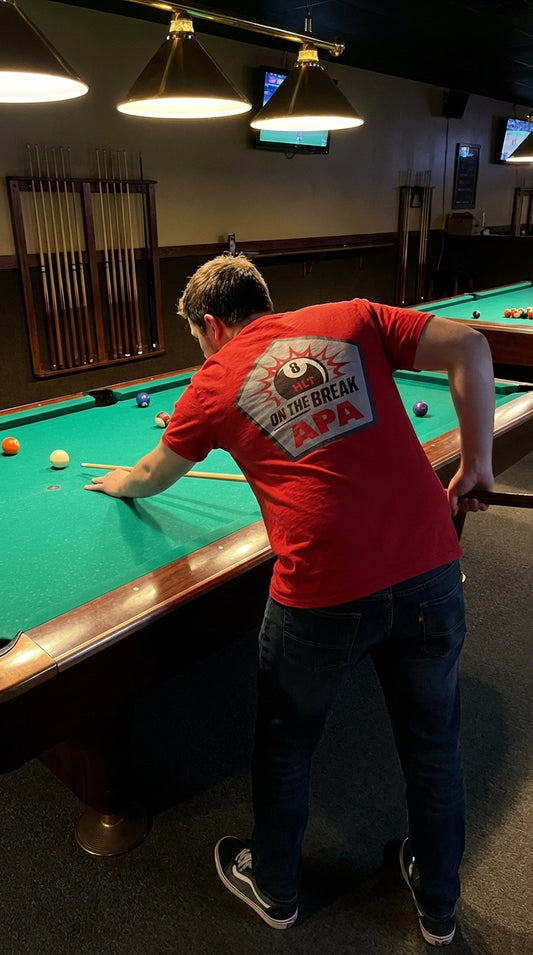 APA Pool League Tee — "On the Break" 8-Ball Billiards Shirt