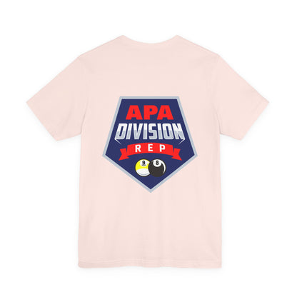 APA Division Rep Billiards Pool Player Graphic Tee with 8 Ball and 9 Ball Design