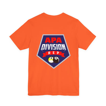 APA Division Rep Billiards Pool Player Graphic Tee with 8 Ball and 9 Ball Design