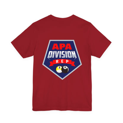 APA Division Rep Billiards Pool Player Graphic Tee with 8 Ball and 9 Ball Design