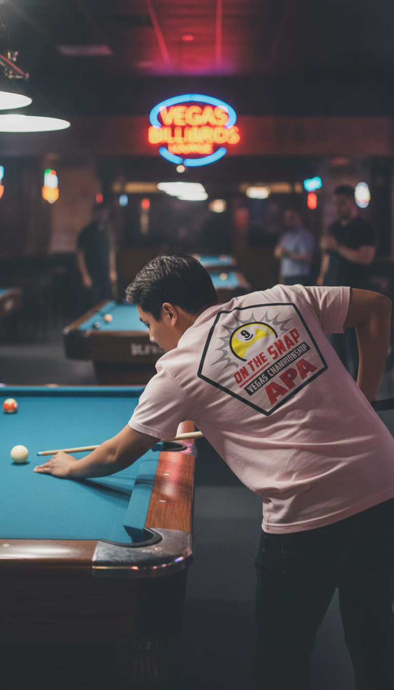 On The Snap Vegas 9-Ball Championship Billiards Player Graphic Tee