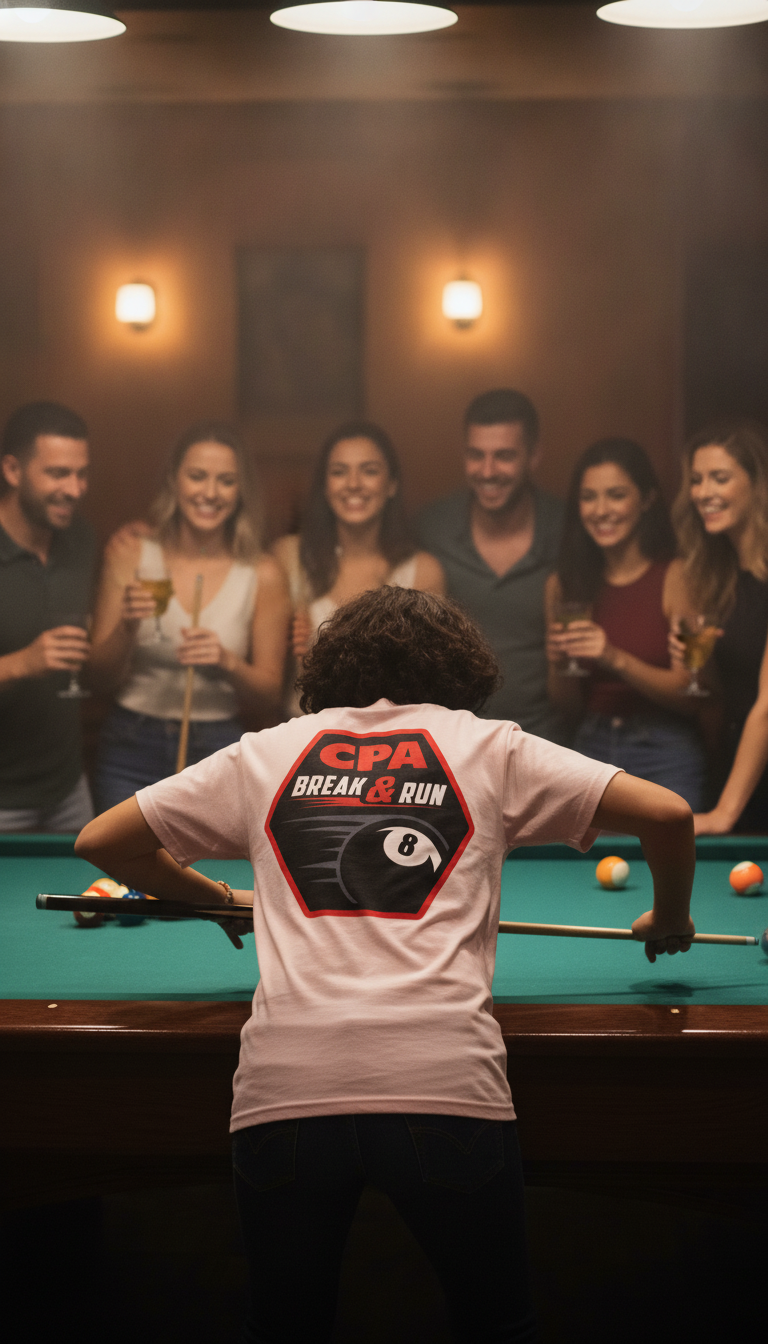 CPA Break & Run 8-Ball Pool Player Graphic Tee