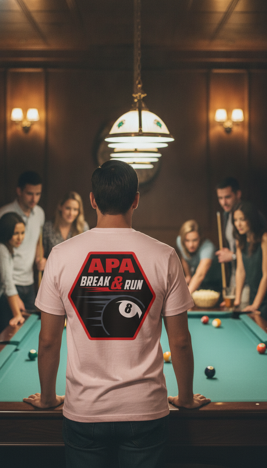 APA Break & Run Billiards 8-Ball Graphic T-Shirt